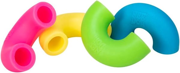 Schylling NeeDoh Mac 'N' Squeeze - Sensory Squeeze Toy - Contains 4 Squishy Noodles - 3 Wide - Color May Vary (Pack of 1)
