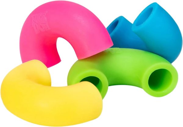 Schylling NeeDoh Mac 'N' Squeeze - Sensory Squeeze Toy - Contains 4 Squishy Noodles - 3 Wide - Color May Vary (Pack of 1)