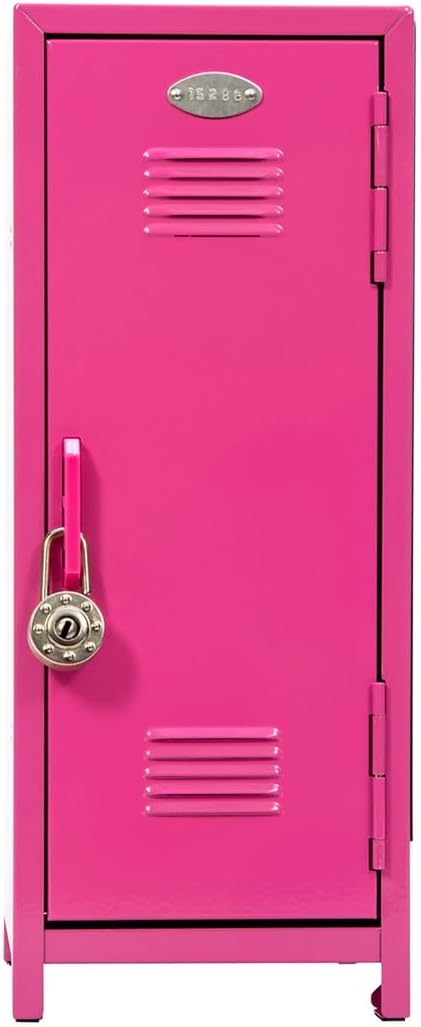 Schylling Girls Talk Pink Mini Locker - 11.25 Decorative Metal Storage Locker with 17 Mix-and-Match Magnets. Lock. and Keys - Ages 4-12